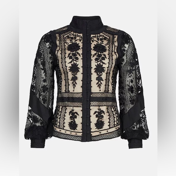Karen Millen Tops - Karen Millen Lydia Millen Placed Contrasting Embroidery Blouse Women’s US 10